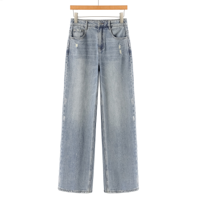 专柜698【QS】秋装 破洞乞丐裤烫钻直筒牛仔裤007