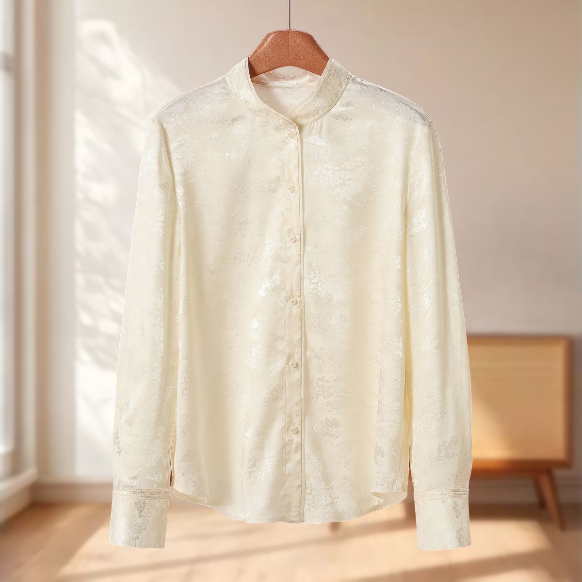 专柜569【TH】冬装 提花垂感立领开叉衬衫式外套020