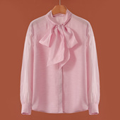 秋季 专柜668 天丝含绵羊毛圆领系带衬衫 004 41%莱赛尔