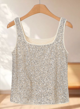 专柜469【莫Y】春装  轻奢亮片U领套头可外穿背心734