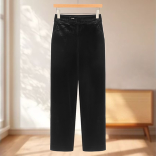 都SML 新款 高腰后松紧一粒扣丝绒阔腿裤 冬季 女装 792