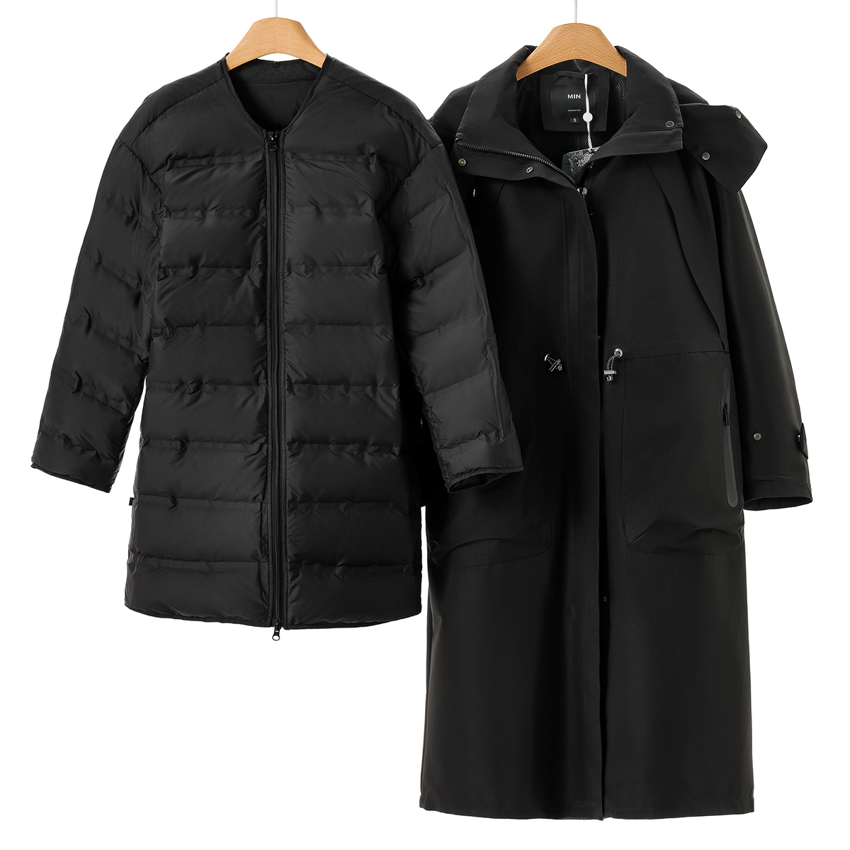 专柜3399鹅绒服【弟】25冬装 两穿拆卸内胆抽绳收腰派克羽绒服159