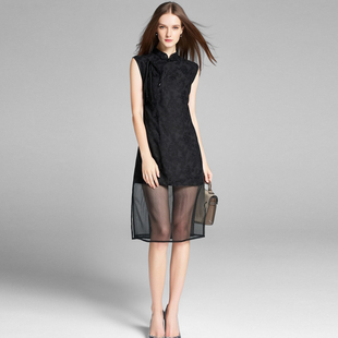 新款 57%再生纤维素纤维 夏季 100桑蚕丝拼接提花连衣裙929