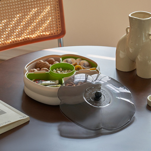 果盘过年透明糖果盒创意花形零食干果盘喜糖盒家用客厅婚庆简约款