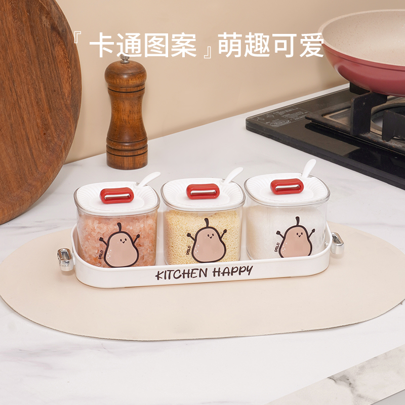 调料盒一体多格家用厨房味精佐料罐多功能分格收纳盒组合套装盐罐