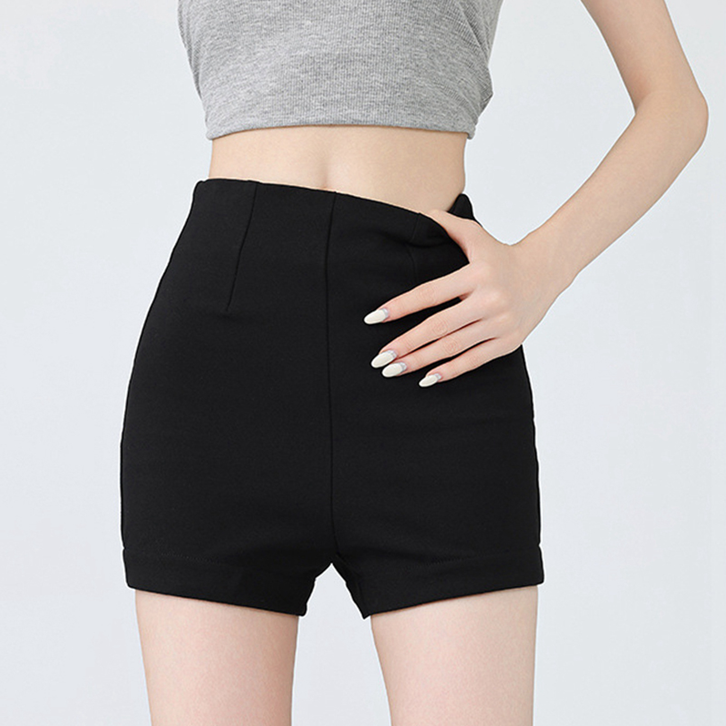 韩版百搭小个子黑色西装短裤女夏外穿后拉链高腰显瘦休闲辣妹热裤