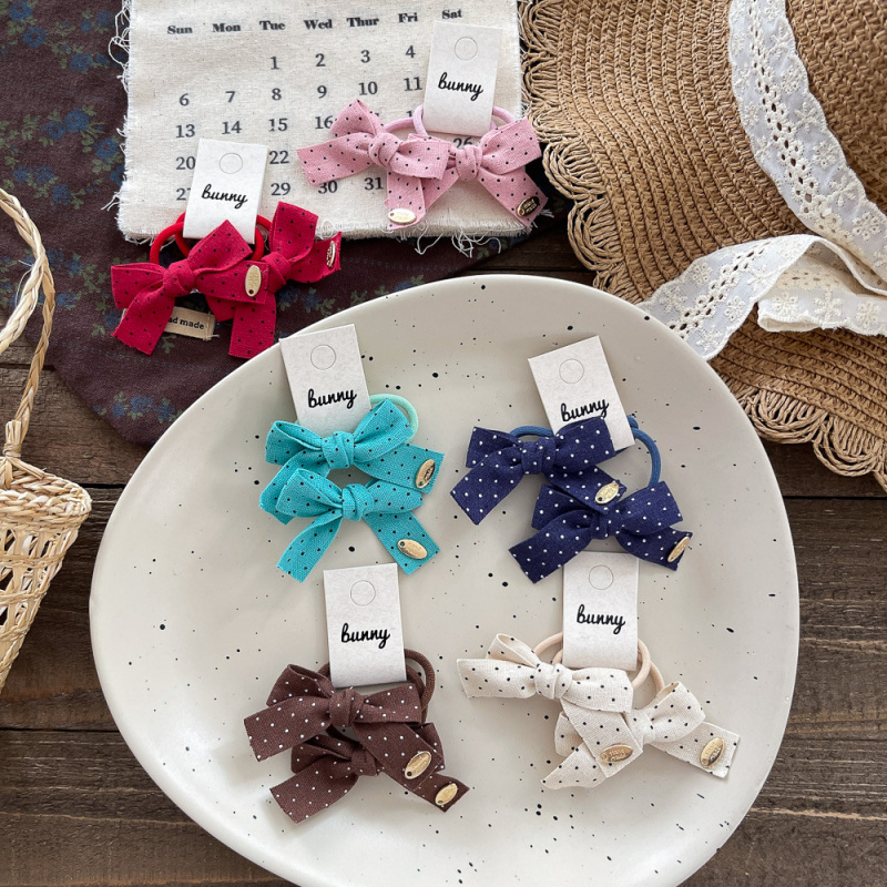 新款波点蝴蝶结高弹力发圈可爱女