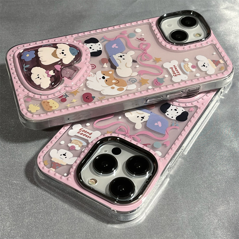 可爱卡通爱心小狗镜面适用iPhone14promax苹果13支架手机壳新款13pro高级感14pro防摔12硅胶11女13软壳保护套怎么样,好用不?