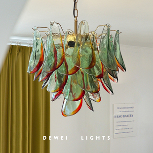 吊灯花瓣手工玻璃中古法式Murano穆拉诺别墅大厅复式吊灯艺术餐厅
