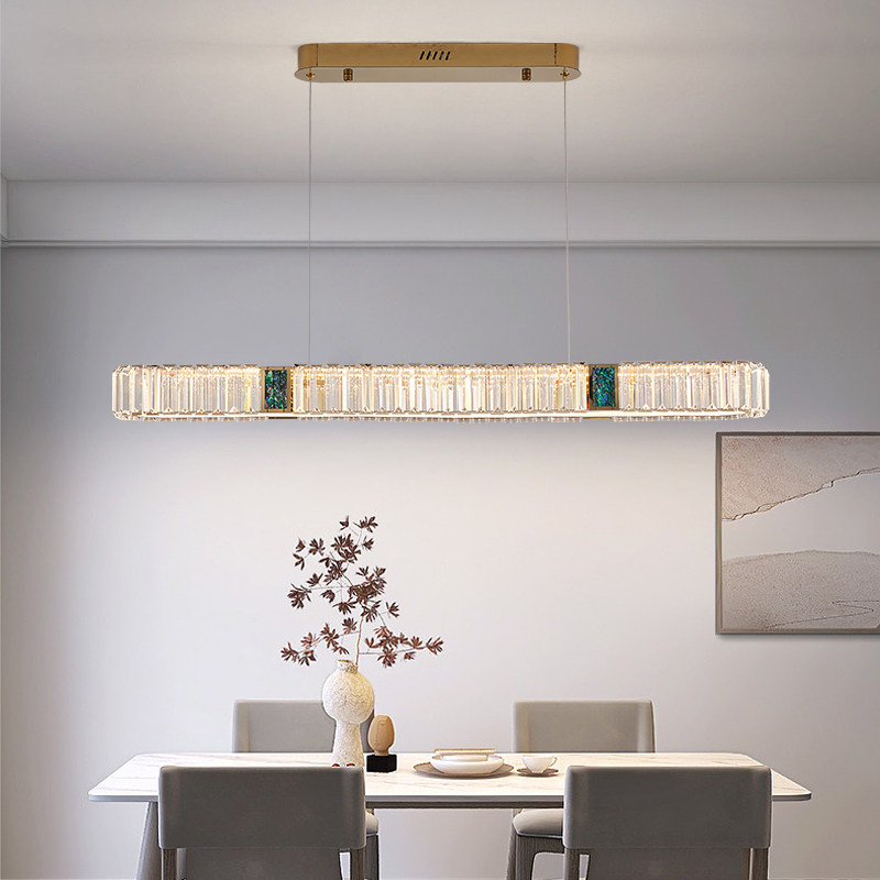 轻奢餐厅吧台工作室长条形水晶吊灯吸现代大气时尚水晶灯长条创意