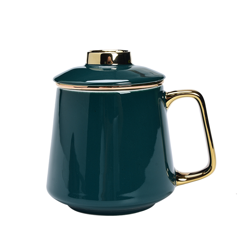 泥根描金陶瓷杯子办公室水杯定制带过滤茶漏茶水分离泡茶杯刻名字