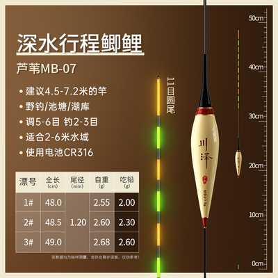 川泽芦苇夜光MB鱼漂日夜两用高灵敏电子漂醒目行程鲤鲫鱼漂浮漂