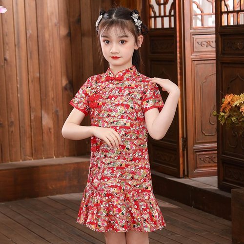 童装夏纯棉旗袍裙民族风高贵新款