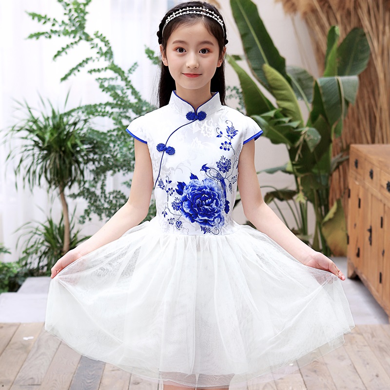 女童演出春夏连衣裙旗袍超仙唐装