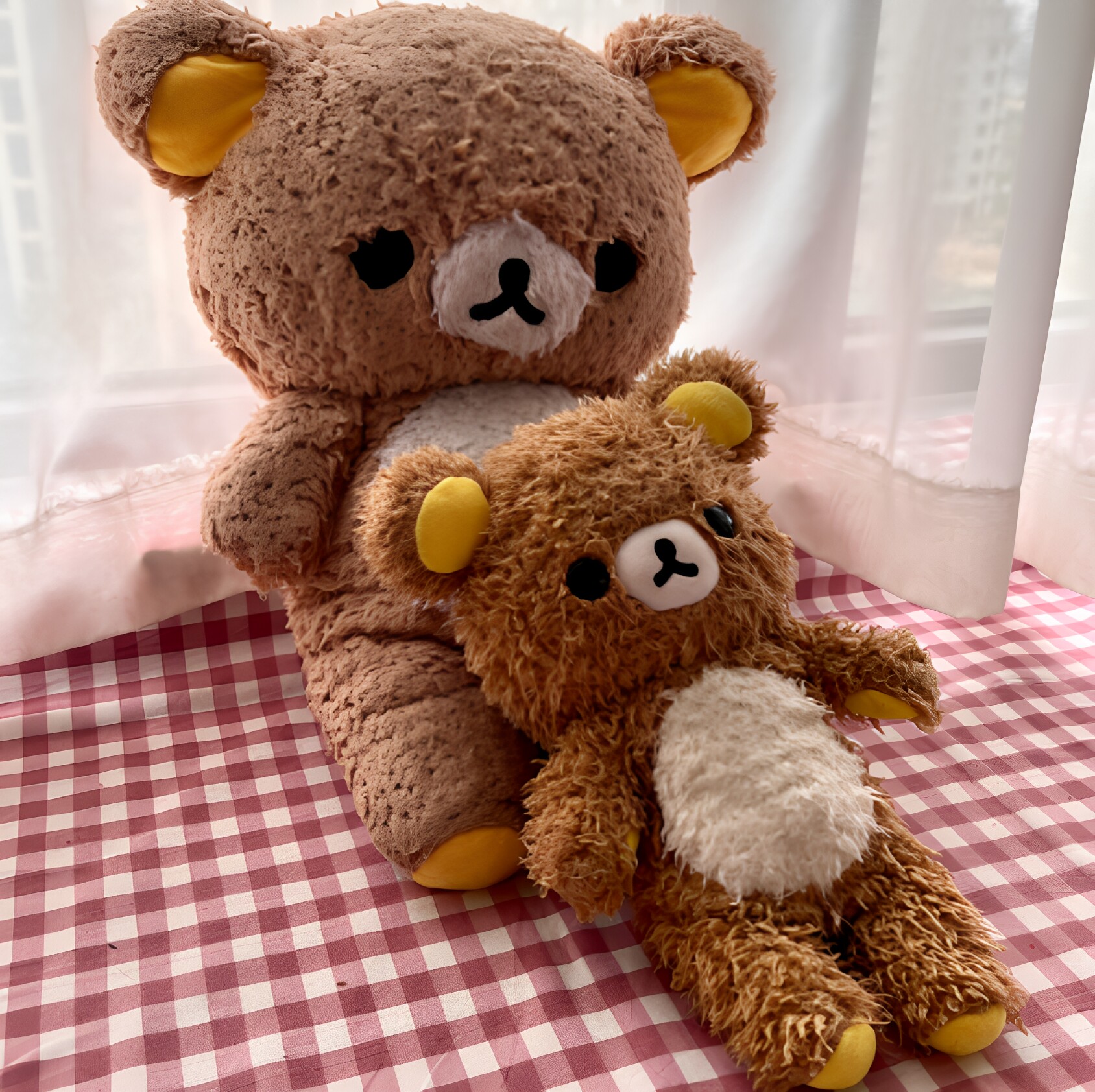 日本轻松熊rilakkuma玩偶可爱毛绒长毛熊公仔抱枕睡觉抱枕送礼物
