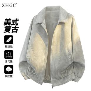 XHGC皮衣男夹克男皮衣男春秋季 痞帅立领休闲机车 磨毛皮衣外套男士