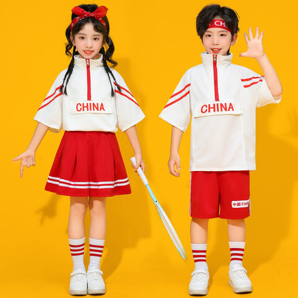 夏季儿童啦啦队演出服小学生运动会开幕式合唱表演服装幼儿园园服