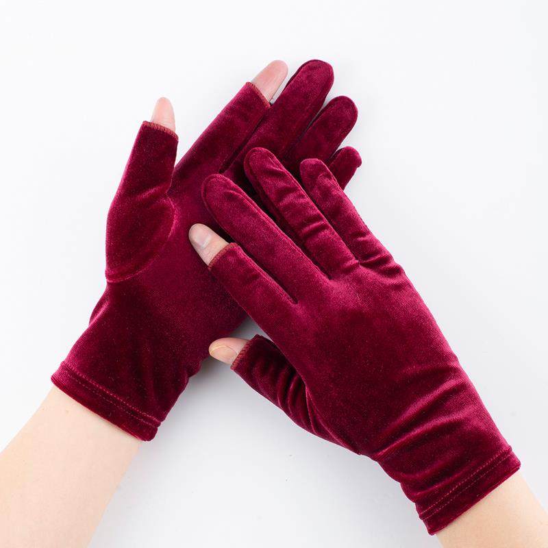 新款金丝绒露二指半指手套春秋冬季绒款弹力触屏保暖骑车男女通用,服饰配件/皮带/帽子/围巾,手套,淘宝优惠券,粉丝福利购,淘宝优惠卷