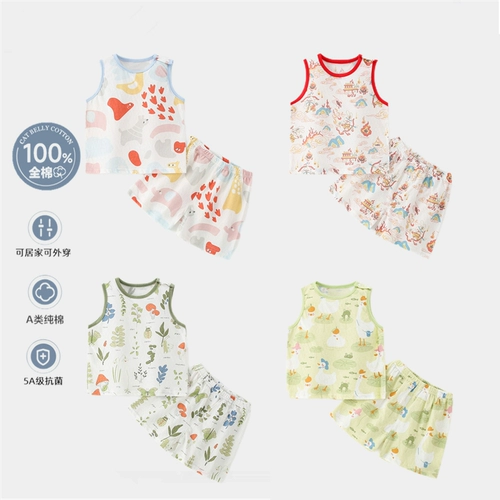 Детская хлопковая майка без рукавов, шорты, комплект подходит для мужчин и женщин, футболка для раннего возраста