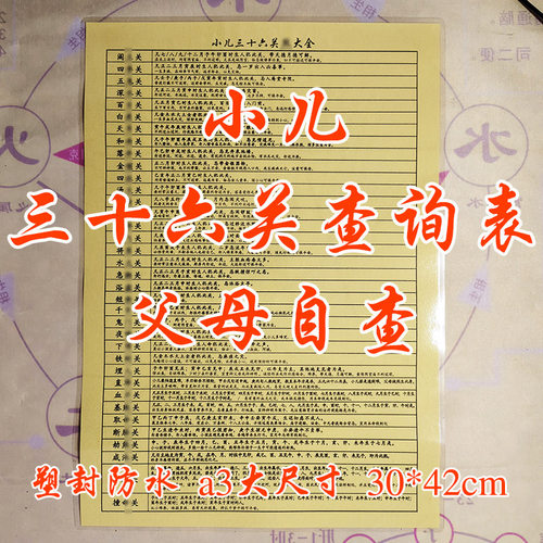小儿三十六关36关解说自查表