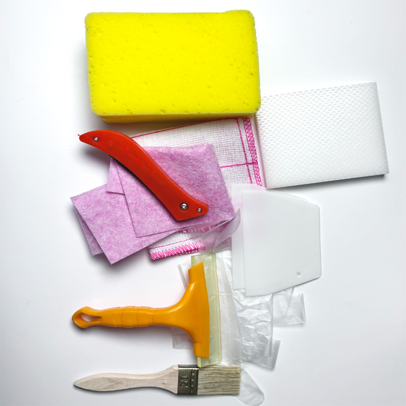 聚脲平缝擦洗套装擦洗液擦洗片平缝刮板美缝剂海绵平缝擦洗工具