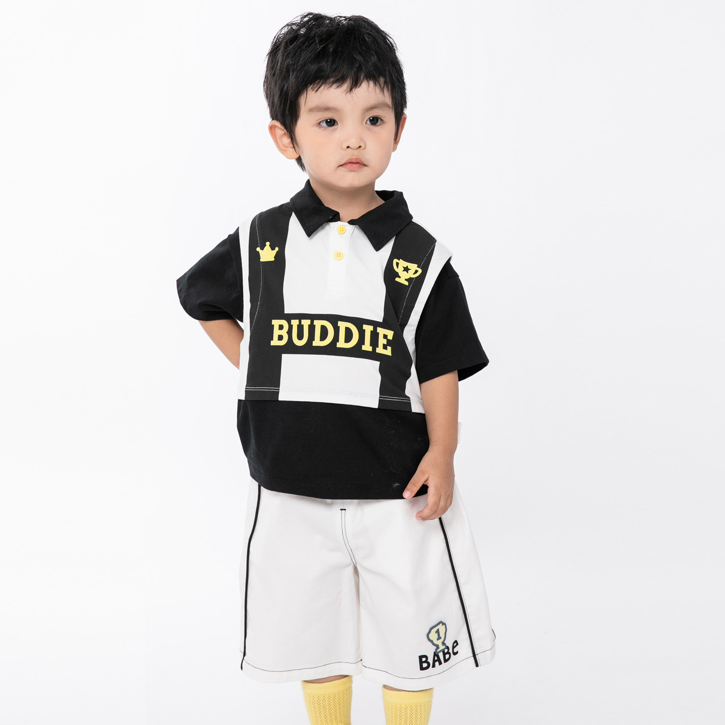 babe buddie儿童翻领POLO衫男童短袖运动潮牌84211011