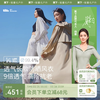 蕉下透气长款防晒风衣防晒服