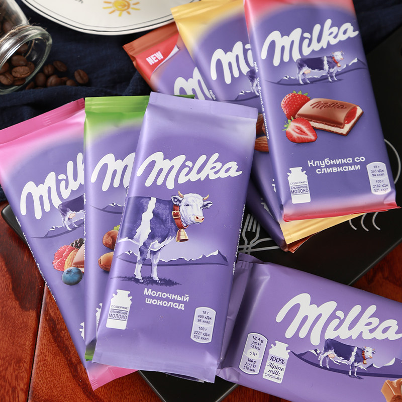 俄罗斯进口巧克力德国妙卡milka奥里奥饼干榛仁杏仁牛奶巧克力