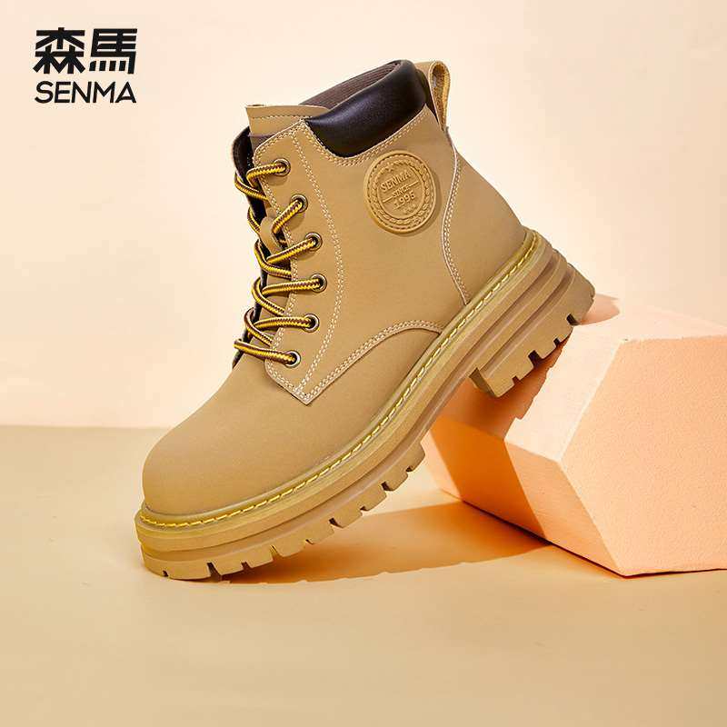 森靴丁马马靴女加绒秋季20子22年款增复古厚底短高新靴冬季大黄靴