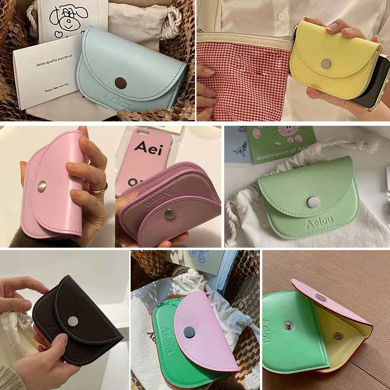 新款韩国小众aeio时尚证撞色卡短包女精致高档零钱u包款驾照件包