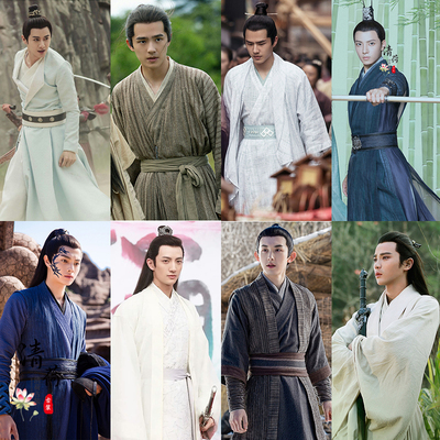 影视古装男汉服武侠服男剑客侠客服大侠装公子演出服剧组群演出服