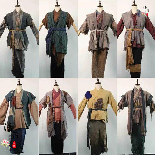 影视古装春秋男汉服宋代百姓农民群演棉麻粗布焦夫破旧乞丐演出服