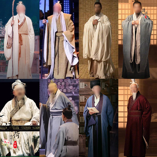 春秋战国秦汉朝制孔子老子同款男士汉服棉麻书生服儒生大臣服古装