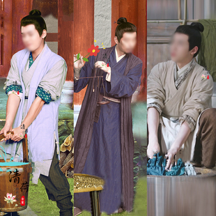 影视古装兰闺喜事同款男士汉服古代郎中医生服伙计小二仆人演出服