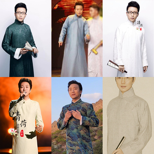 李玉刚同款古装民族风复古国风长袍长衫相声服大褂书生舞台演出服