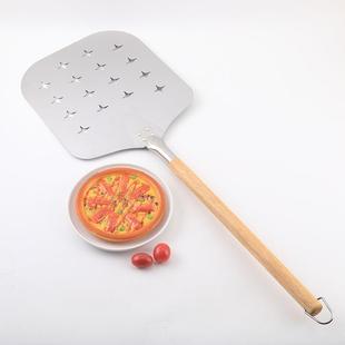 现货 大号木柄披萨铲可拆卸手柄不锈钢漏孔pizza披萨铲蛋糕转移器