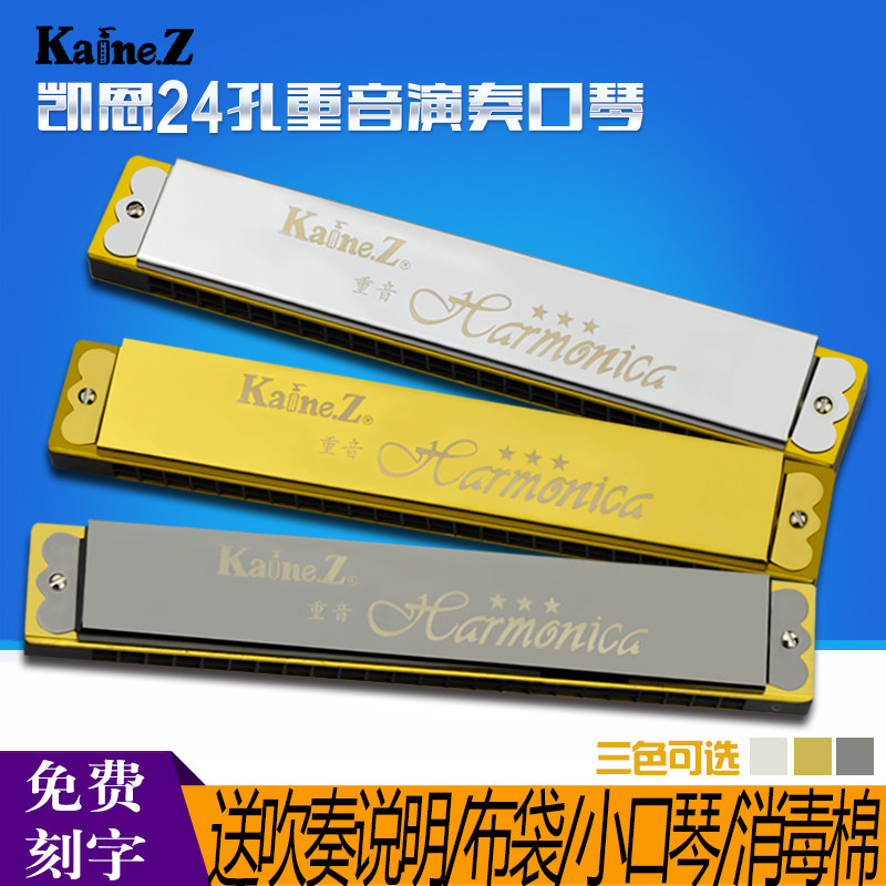 凯恩口琴重音24孔复音成人专业演奏A/B/C/D/E/F/G/G#12调7全套