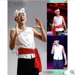 阿宝演出服啊宝服现代舞台比赛服装成人陕北农民马甲舞台表演服装