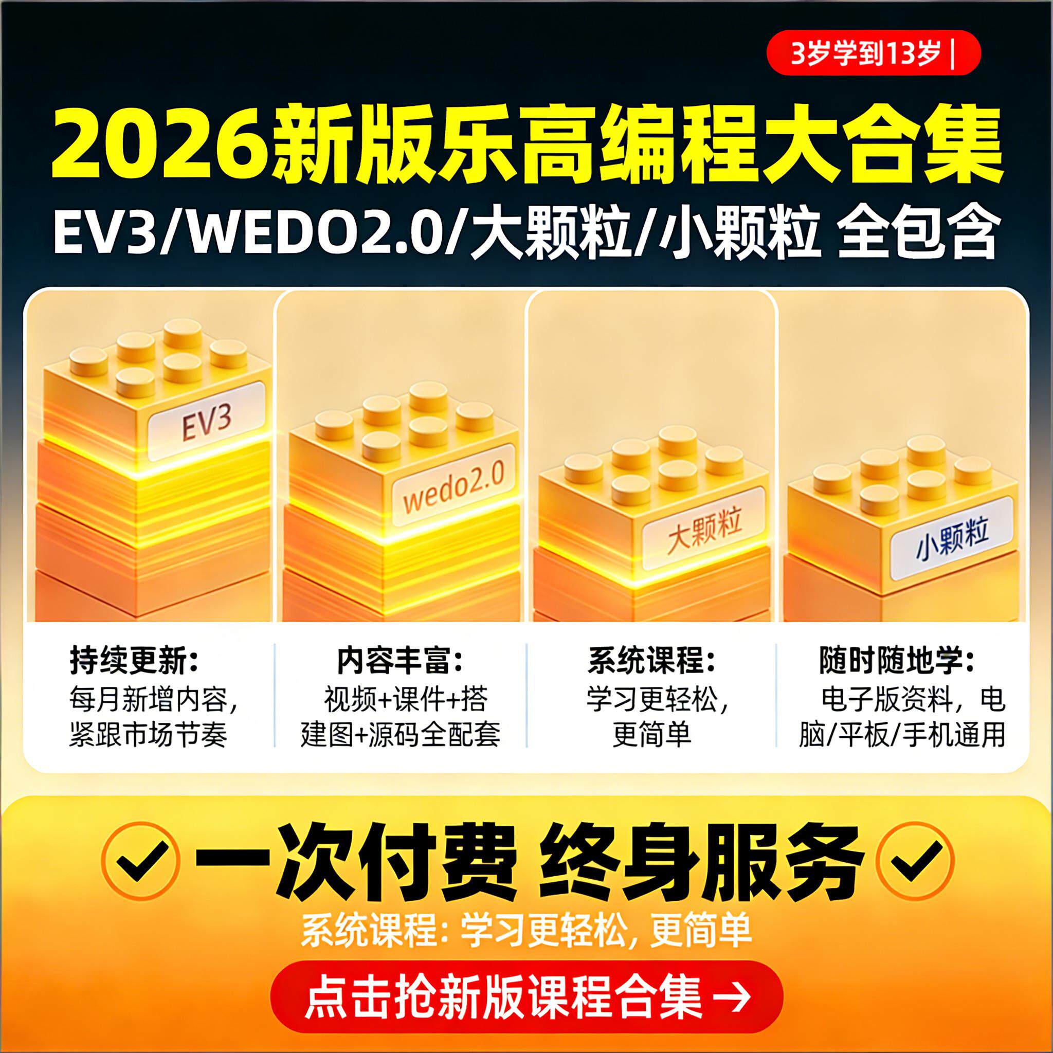 乐高ev3机器人编程视频课程大小颗粒课件教案教程手册wedo2.0体系
