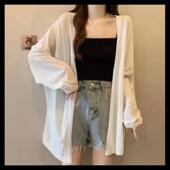 女韩版 针织开衫 宽松空调罩衫 薄款 春夏慵懒感大码 气质长款 防晒长袖