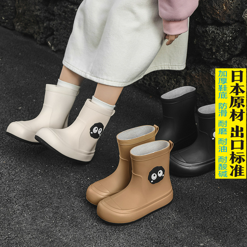 潮萌韩版卡通雨鞋女加绒棉防滑防水鞋学生保暖雨靴短筒户外水靴