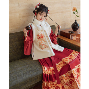 素羽华裳好运龙龙 原创明制汉服女比甲马面裙拜年服加厚秋冬新款