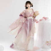 新款 汉服女魏晋风南北朝大袖 衫 素羽华裳花鸢月 日常仙气春夏套装
