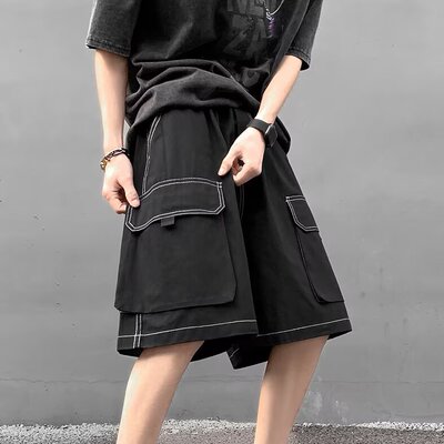 工装风多口袋短裤男夏季宽松美式痞帅运动加肥大码休闲五分中裤子