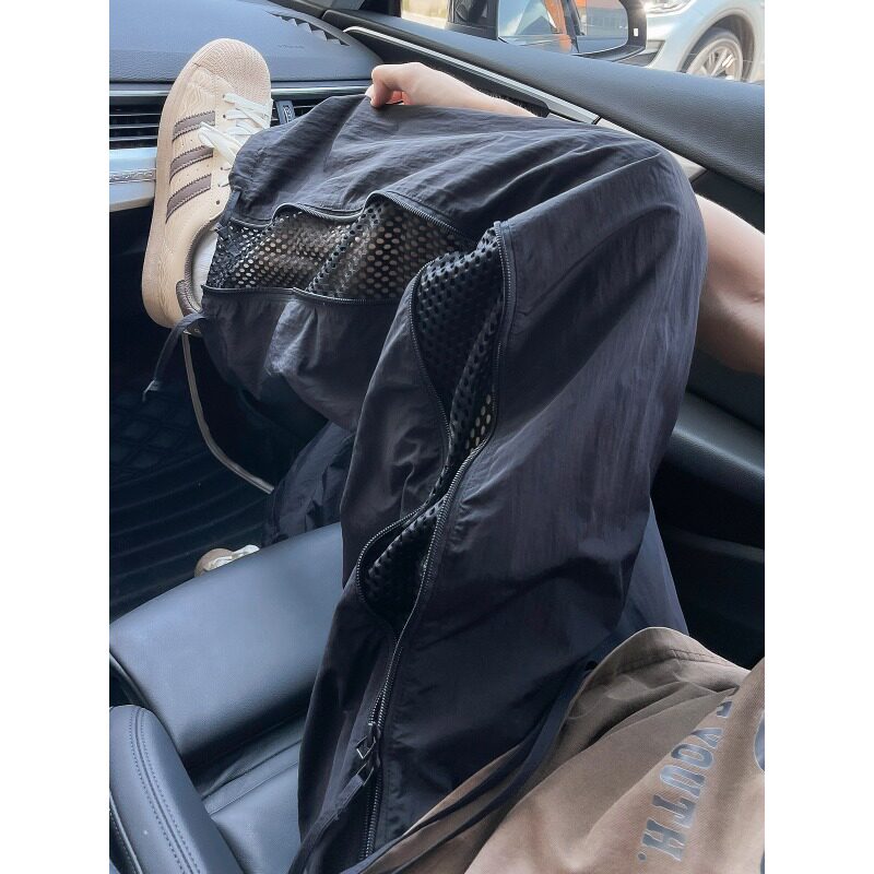 网眼透气速干冲锋裤男夏季薄款宽松加肥大码凉感伞兵工装直筒长裤