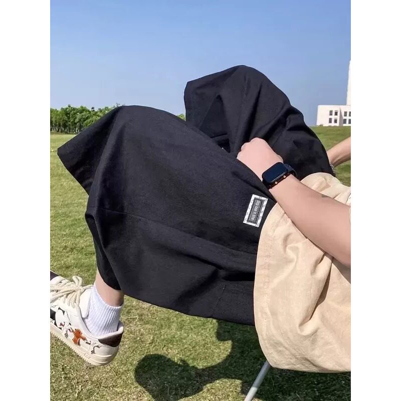 美式风工装七分裤男款夏季薄款潮流垂感宽松加肥大码直筒阔腿短裤图片
