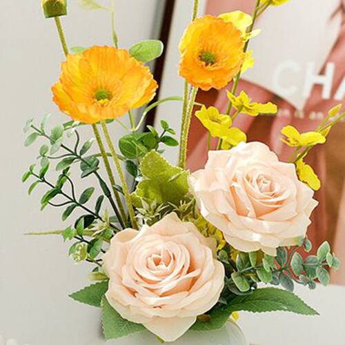 小清新橙花艺仿真花束桌面摆件