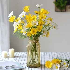 ins洋甘菊小雏菊花假花 仿真花束客厅装饰品摆件塑料干花餐桌摆设