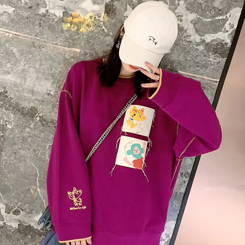 阿玛施旗舰店官网正品2020秋季新款百搭休闲时尚宽松圆领涂鸦卫衣