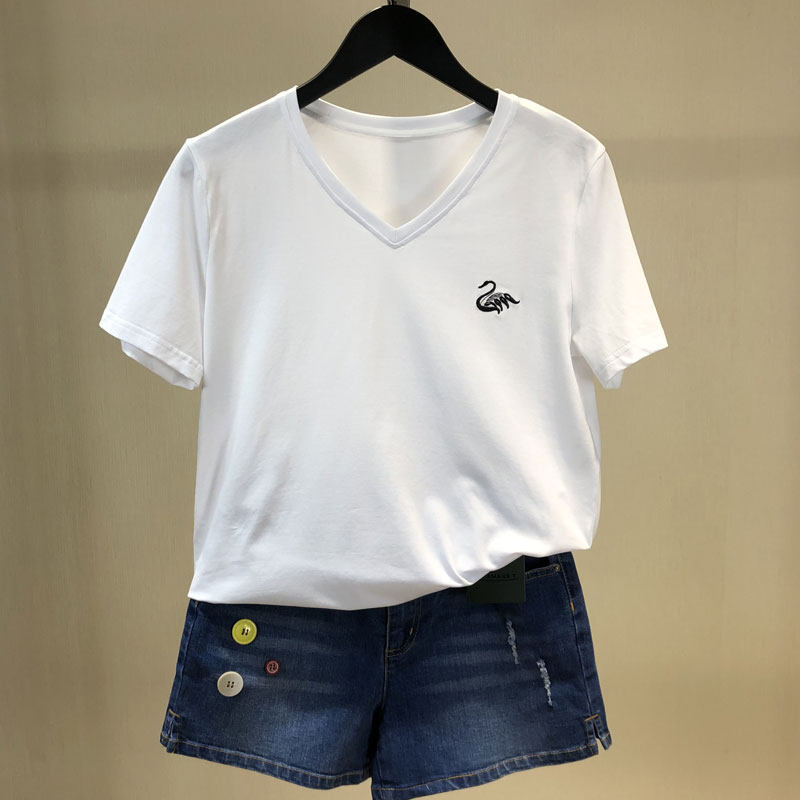 阿玛施旗舰店官网专柜正品2020夏季新款天鹅圆领T恤百搭短袖女